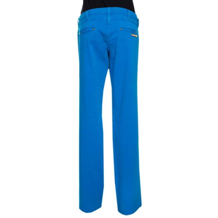 Pre Owned Roberto Cavalli Blue Stretch Cotton Straight Leg Jeans L