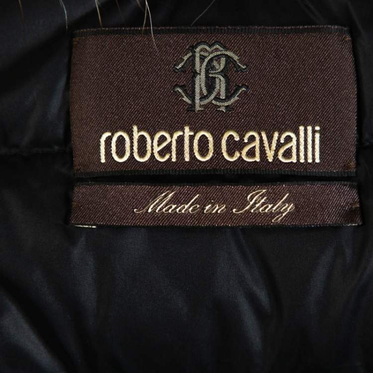 Pre Owned Roberto Cavalli Beige Animal Print Quilted Fur Lined Jacket M