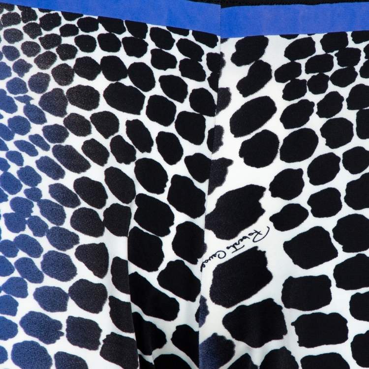 Pre Owned Roberto Cavalli Black & Blue Animal Print Stretch Knit Leggings L
