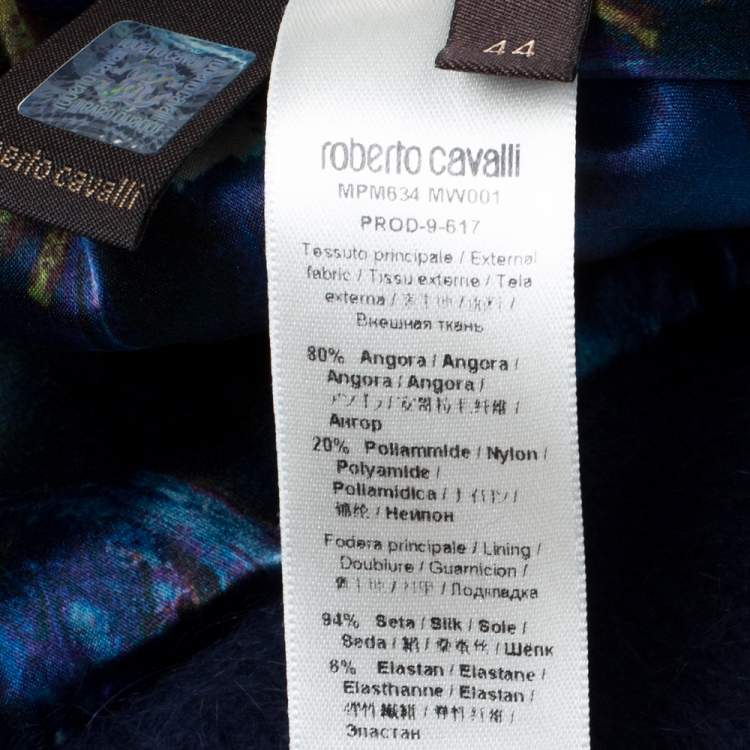Pre Owned Roberto Cavalli Navy Blue Mohair Short Sleeve Jacket M
