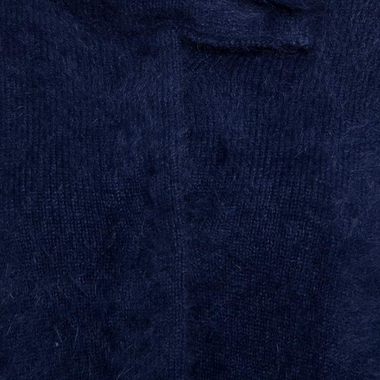 Pre Owned Roberto Cavalli Navy Blue Mohair Short Sleeve Jacket M