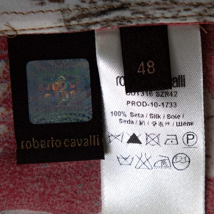 Pre Owned Roberto Cavalli Multicolor Printed Silk Pleated Pocket Detail Maxi Skirt L