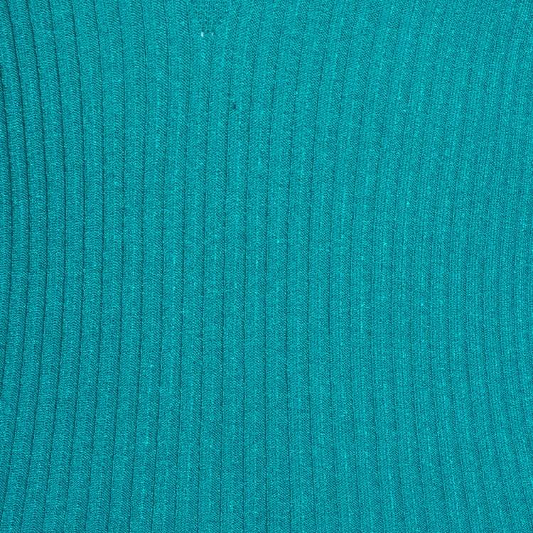 مملوكة مسبقًا Roberto Cavalli Teal Rib Knit Racerback Top M 