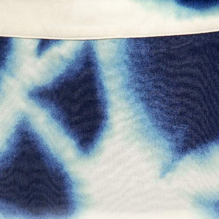Pre Owned Roberto Cavalli Blue Tie Dye Printed Chiffon Maxi Skirt L 