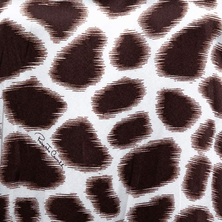 Pre Owned Roberto Cavalli Brown Printed Silk Satin Sleeveless Top L