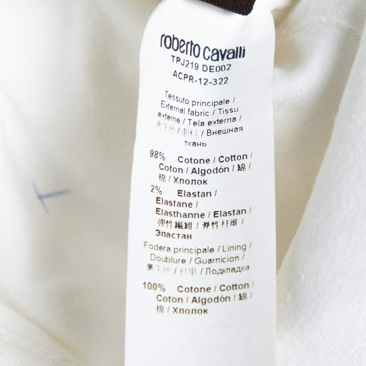 Pre Owned Roberto Cavalli White Denim Logo Embroidered Skinny Jeans S 