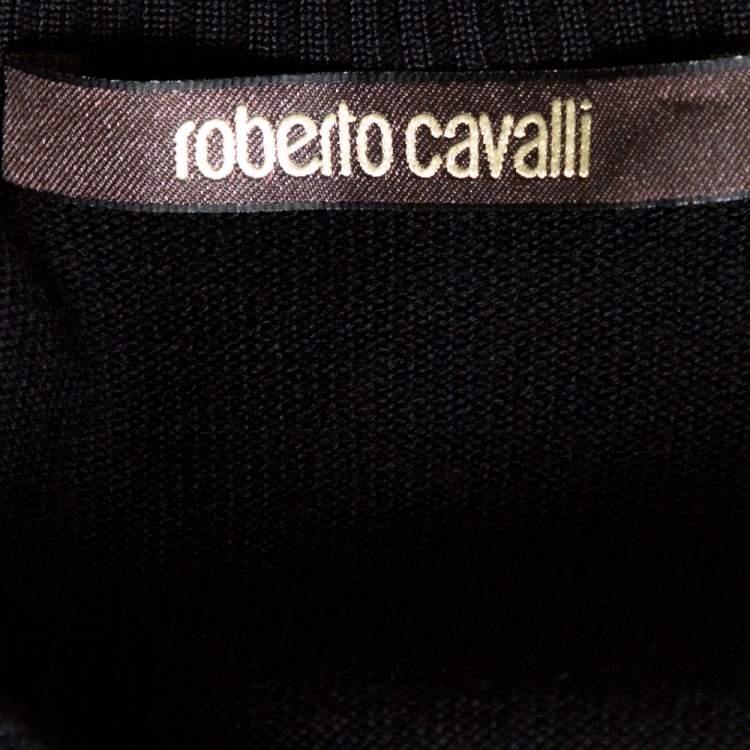 Pre Owned Roberto Cavalli Multicolor Printed Silk & Knit Double Layer Cardigan L 