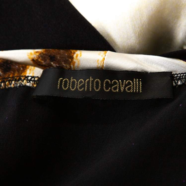 Pre Owned Roberto Cavalli Multicolor Abstract Printed Silk Sleeveless Top M 
