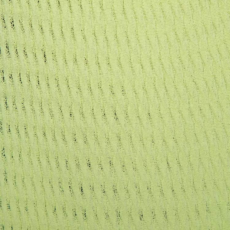 Pre Owned Roberto Cavalli Lime Green Knit Neck Tie Detail Backless Tunic Top M