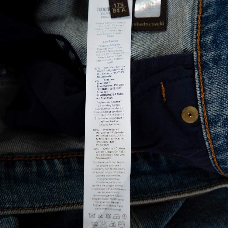 Pre Owned Roberto Cavalli Blue Denim Embroidered & Embellished Jeans M
