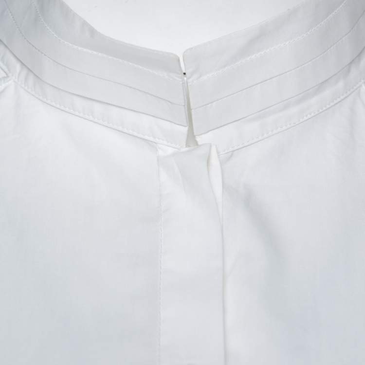 Pre Owned Roberto Cavalli White Cotton Eyelet Lace Trim Blouse L