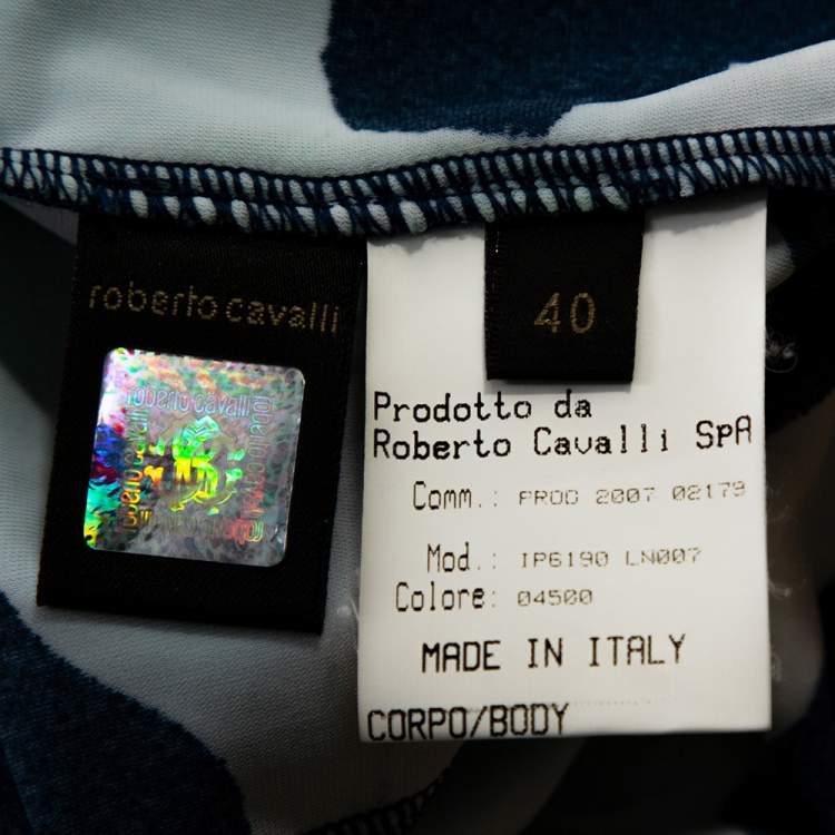 Pre Owned Roberto Cavalli Multicolor Floral Printed Jersey Ruffled Neckline Midi Dress S