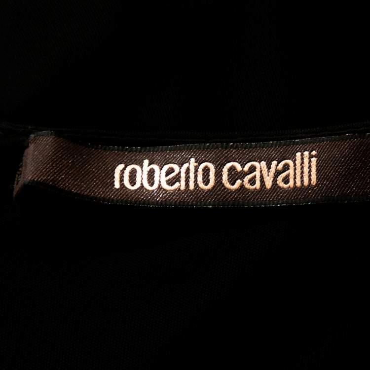 Pre Owned Roberto Cavalli Black Jersey Embellished One Shoulder Mini Dress M