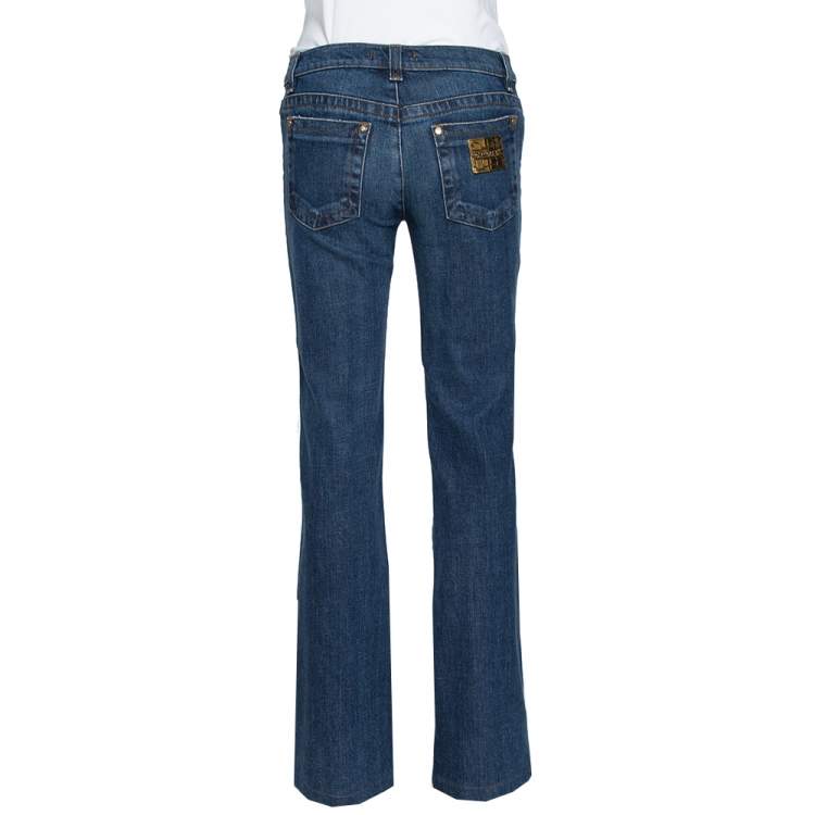 Pre Owned Roberto Cavalli Indigo Dark Wash Denim Faded Effect Jeans S