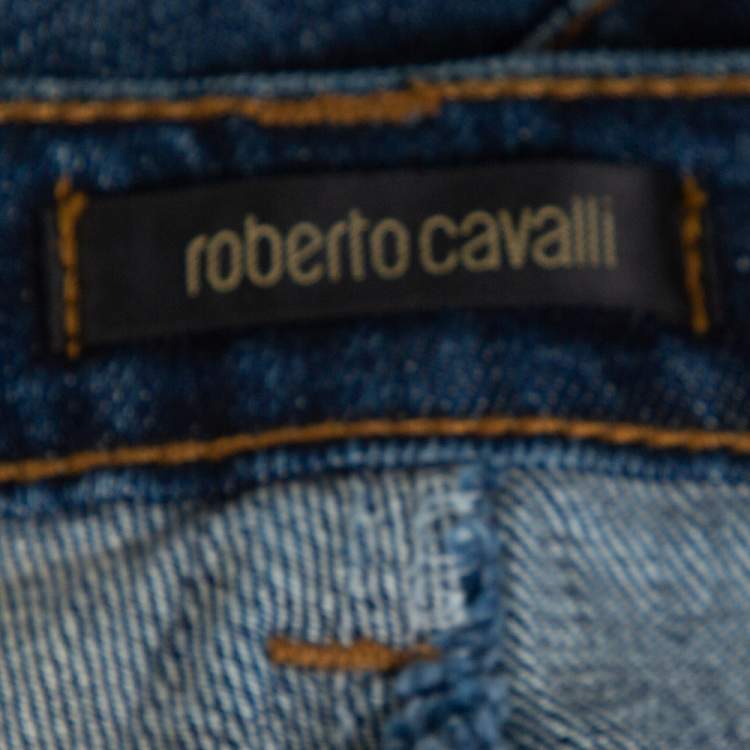 Pre Owned Roberto Cavalli Indigo Dark Wash Denim Faded Effect Jeans S