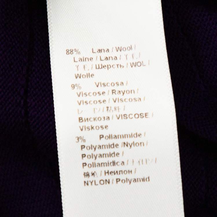 Pre Owned Roberto Cavalli Purple Textured Wool Knit Fit & Flare Dress M