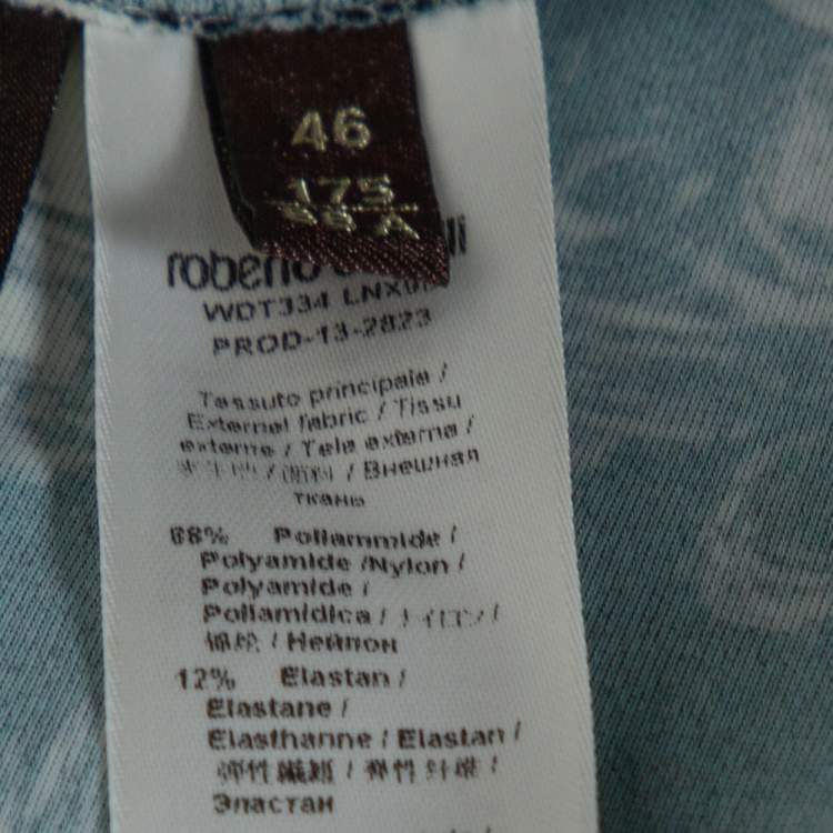 Pre Owned Roberto Cavalli Monochrome Floral Print Jersey Chain Detail Maxi Skirt L