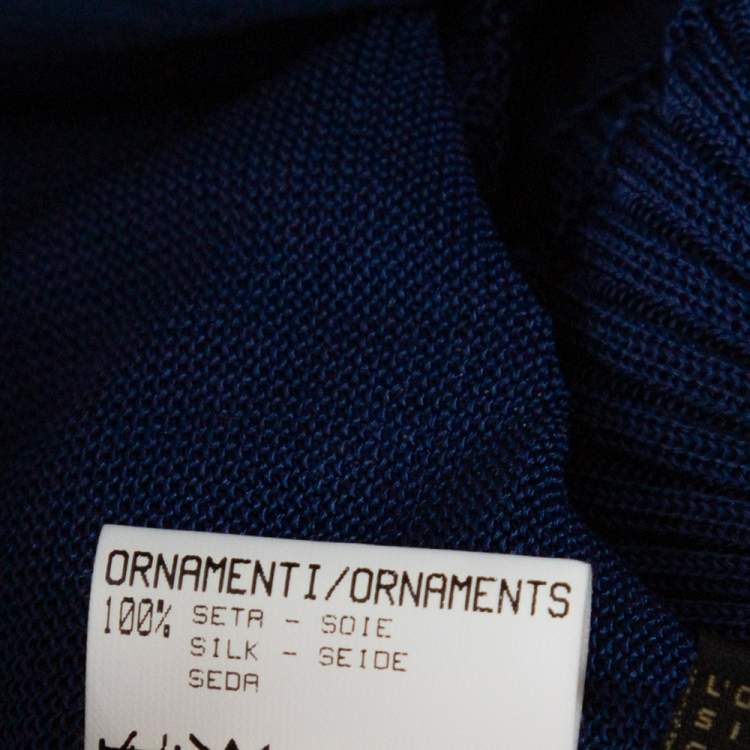 مملوكة مسبقًا Roberto Cavalli Midnight Blue Silk Knit Pleated Cardigan M