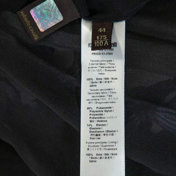 Pre Owned Roberto Cavalli Multicolor Floral Printed Silk Chain Embellished Pleated Maxi Dress M