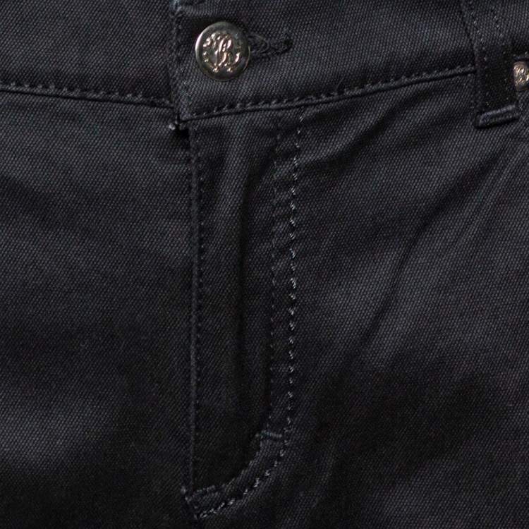 Pre Owned Roberto Cavalli Black Stretch Cotton Straight Fit Jeans L
