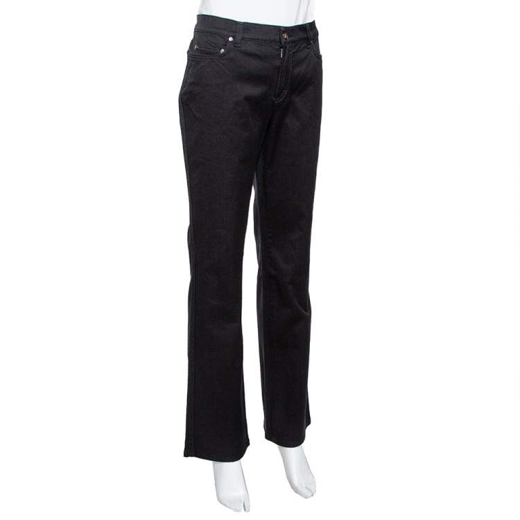 Pre Owned Roberto Cavalli Black Stretch Cotton Straight Fit Jeans L