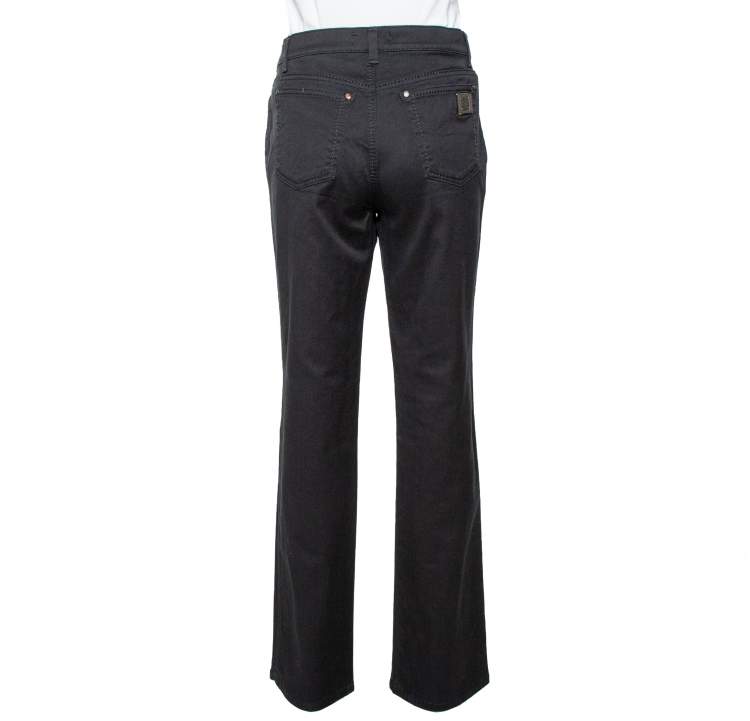 Pre Owned Roberto Cavalli Black Stretch Cotton Straight Fit Jeans L