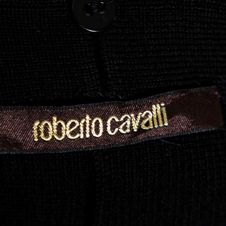 Pre Owned Roberto Cavalli Black Wool Knit Circle Cardigan L