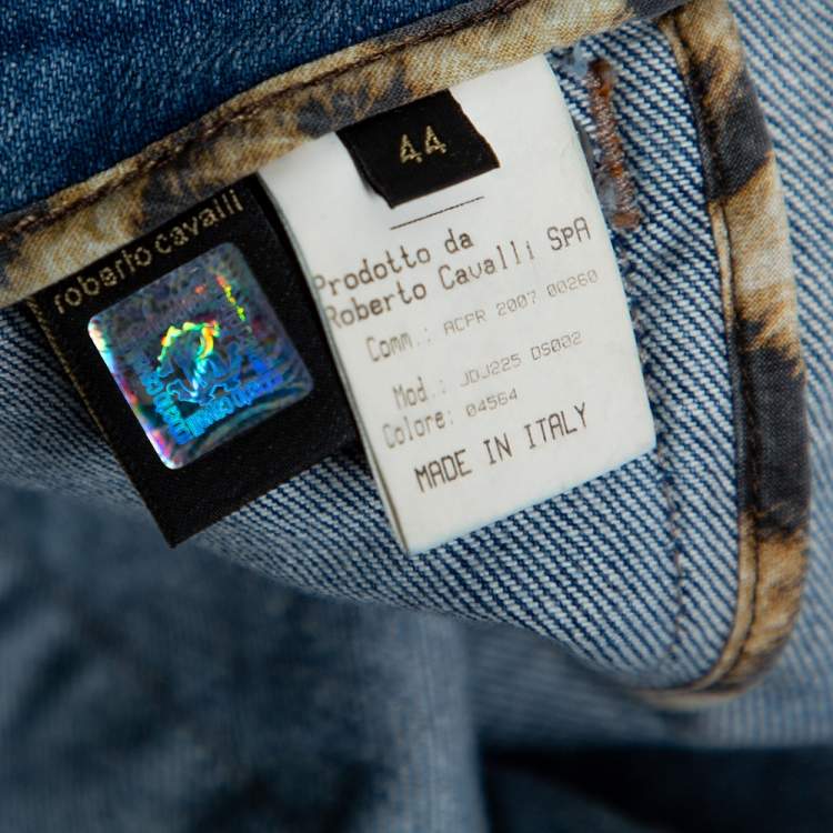 مملوكة مسبقًا Roberto Cavalli Indigo Light Wash Denim High Waist Jeans M
