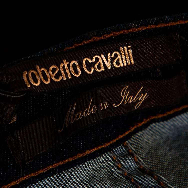 Pre Owned Roberto Cavalli Indigo Dark Wash Denim Flared Jeans M