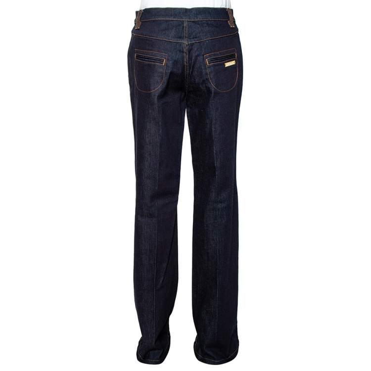 Pre Owned Roberto Cavalli Indigo Dark Wash Denim Flared Jeans M