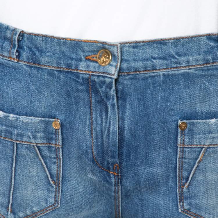 Pre Owned Roberto Cavalli Blue Denim Braid Trim Flared Jeans M