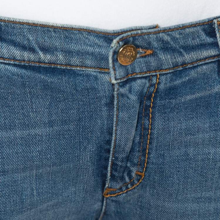 Pre Owned Roberto Cavalli Blue Faded Effect Denim Straight Leg Jeans L