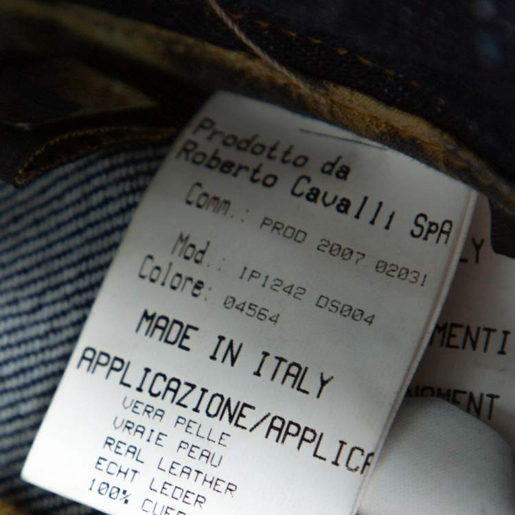 Pre Owned Roberto Cavalli Blue Dark Wash Denim Straight Leg Jeans L