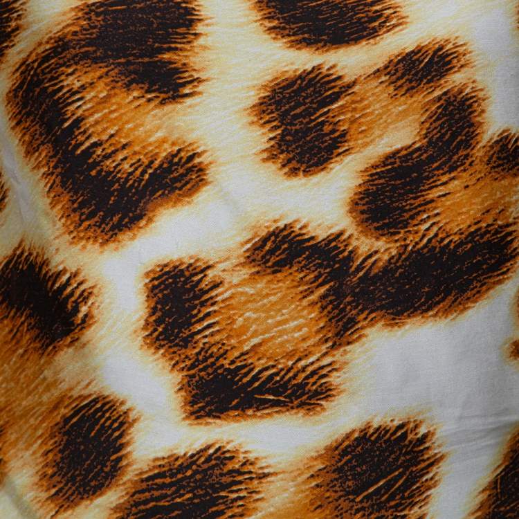 Pre Owned Roberto Cavalli Cream Animal Print Silk Sheer Kaftan Blouse L