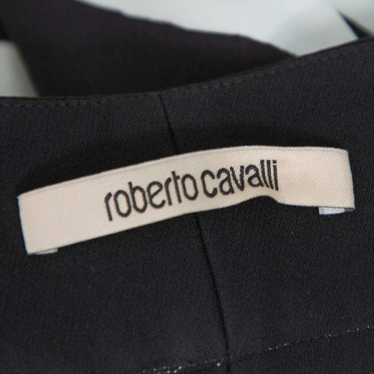 Pre Owned Roberto Cavalli White/Black Zebra Print High Wide Leg Trouser M