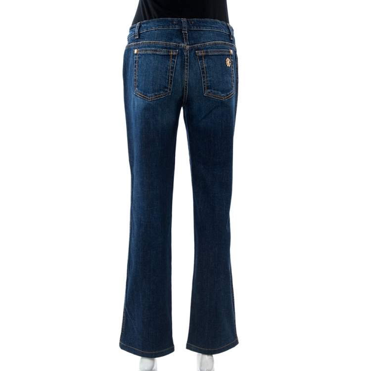 Pre Owned Roberto Cavalli Indigo Dark Wash Denim Straight Fit Jeans M