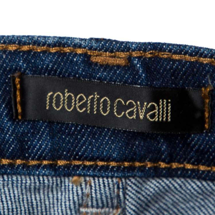 Pre Owned Roberto Cavalli Indigo Dark Wash Denim Straight Fit Jeans M