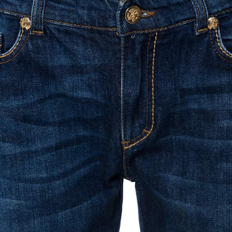 Pre Owned Roberto Cavalli Indigo Dark Wash Denim Straight Fit Jeans M