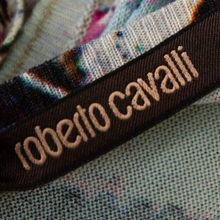 Pre Owned Roberto Cavalli Multicolor Print Silk Knitted Tank Top L