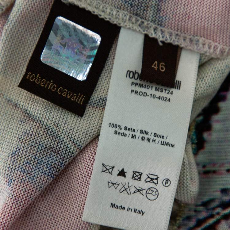 Pre Owned Roberto Cavalli Multicolor Print Silk Knitted Tank Top L