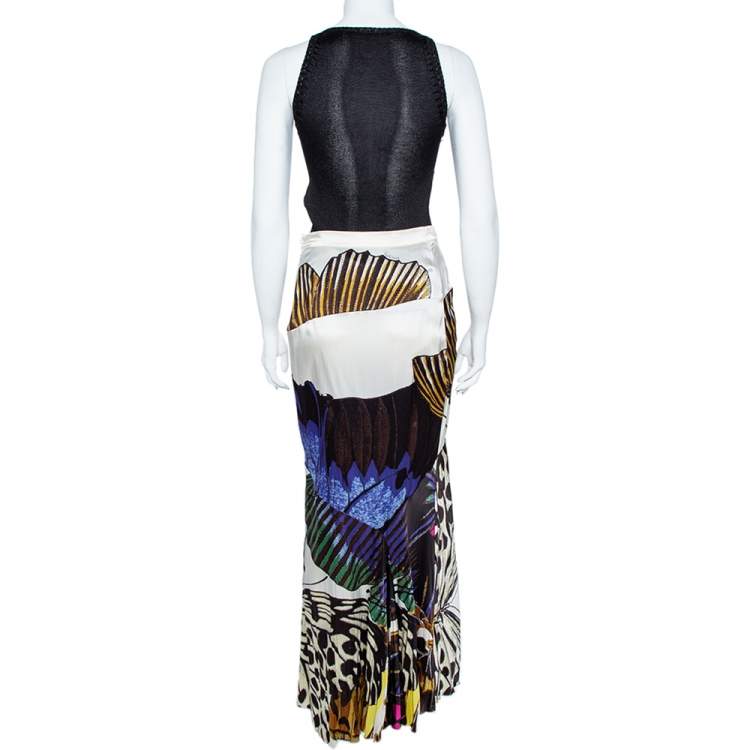 Pre Owned Roberto Cavalli  Multicolor Silk Skirt and Top Set M