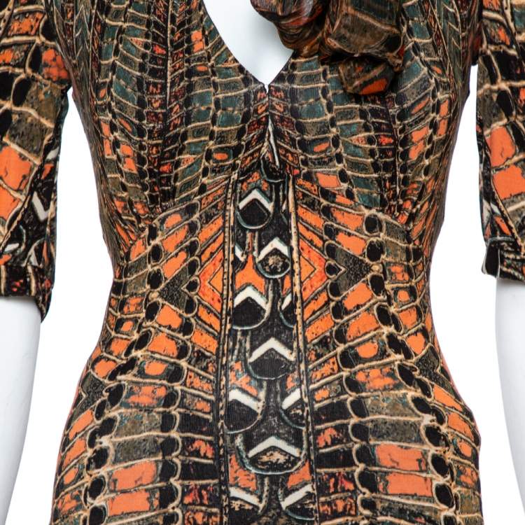 Pre Owned Roberto Cavalli  Multicolor Print Silk Top And Skirt Set M