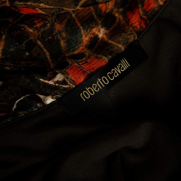 Pre Owned Roberto Cavalli  Multicolor Print Silk Top And Skirt Set M