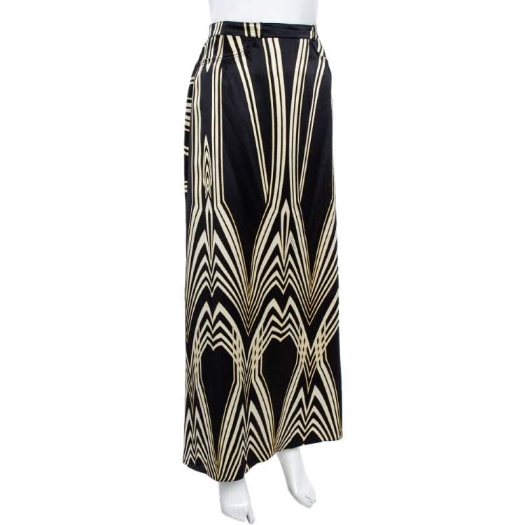Pre Owned Roberto Cavalli Multicolor Print Silk Flared Skirt M
