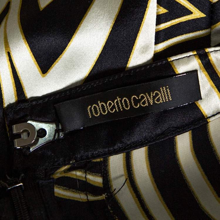 Pre Owned Roberto Cavalli Multicolor Print Silk Flared Skirt M