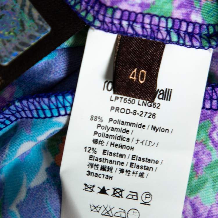 Pre Owned Roberto Cavalli Floral Printed Multicolored Fitted Top S