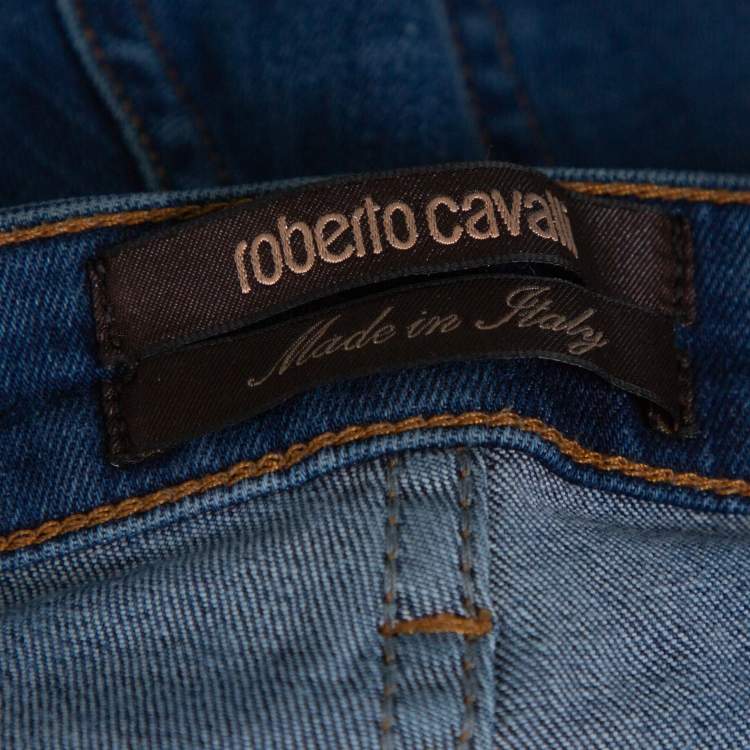 Pre Owned Roberto Cavalli Indigo Denim Straight Fit Jeans S