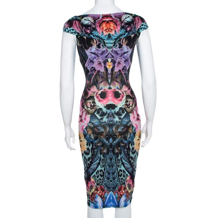 Pre Owned Roberto Cavalli Multicolor Print Midi Dress S