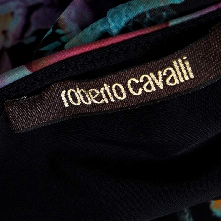 Pre Owned Roberto Cavalli Multicolor Print Midi Dress S