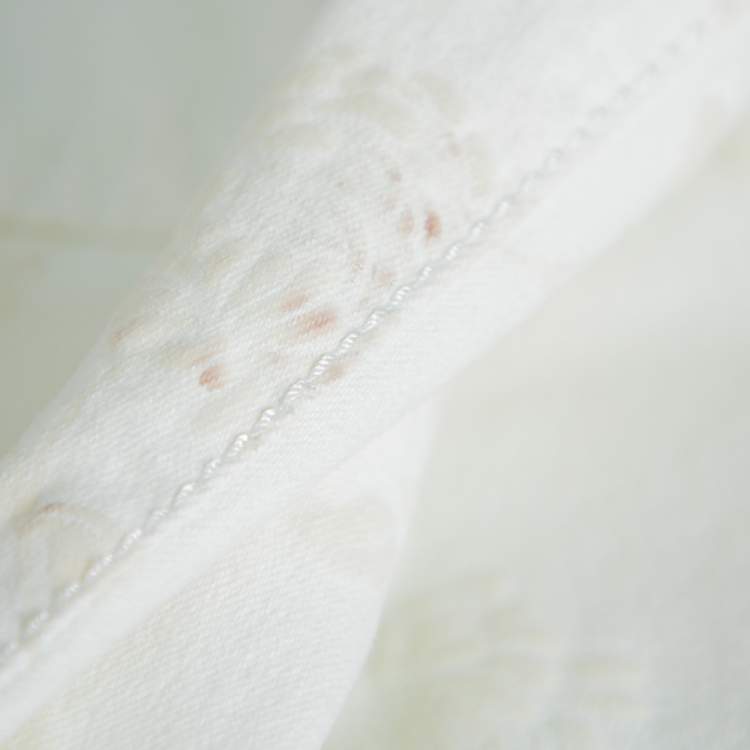 Pre Owned Roberto Cavalli White Floral Printed & Embossed Cotton Straight Leg Jeans M